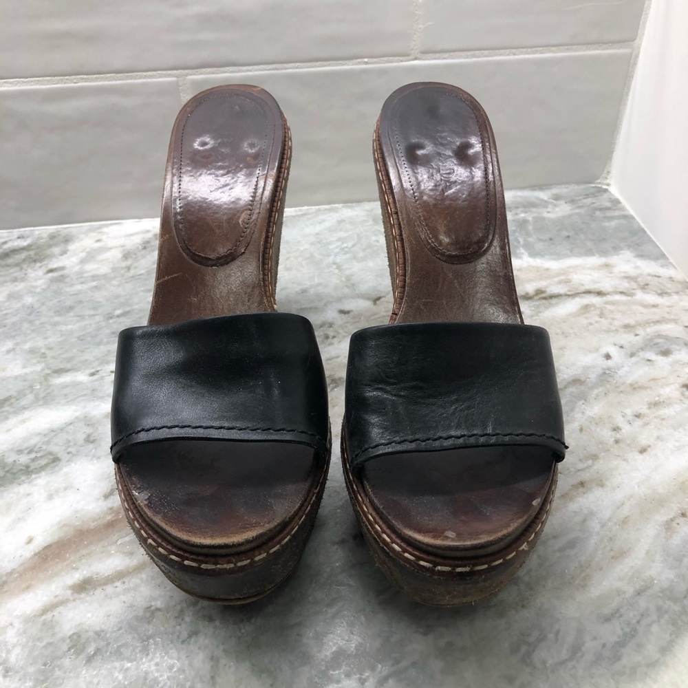 Black leather vintage Prada wedge